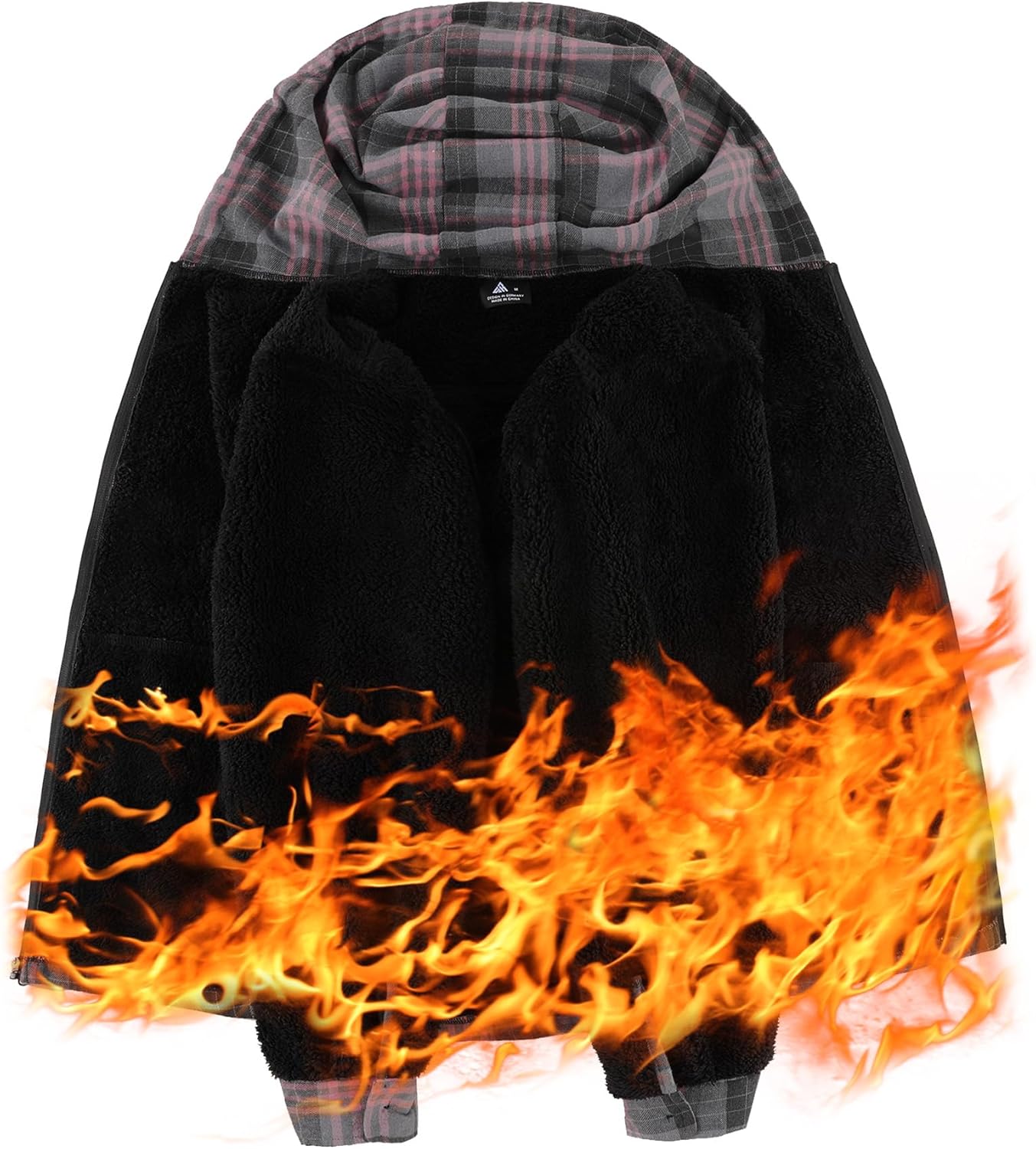 SCODI Men's Flannel Plaid Jacket Warm Sherpa Lined Fleece Hoodies for Men Zip Up Thick Jackets Winter Coat with Pocket - Image 4