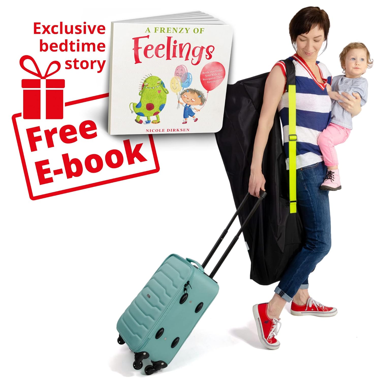 VolkGo Gate Check Bag for Single Umbrella Strollers & Double Stroller Bag for Airplane Travel, Water-Resistant, for Safe & Secure Stroller, Easy Carrying, Includes Stretch Pouch, with E-Book : Baby