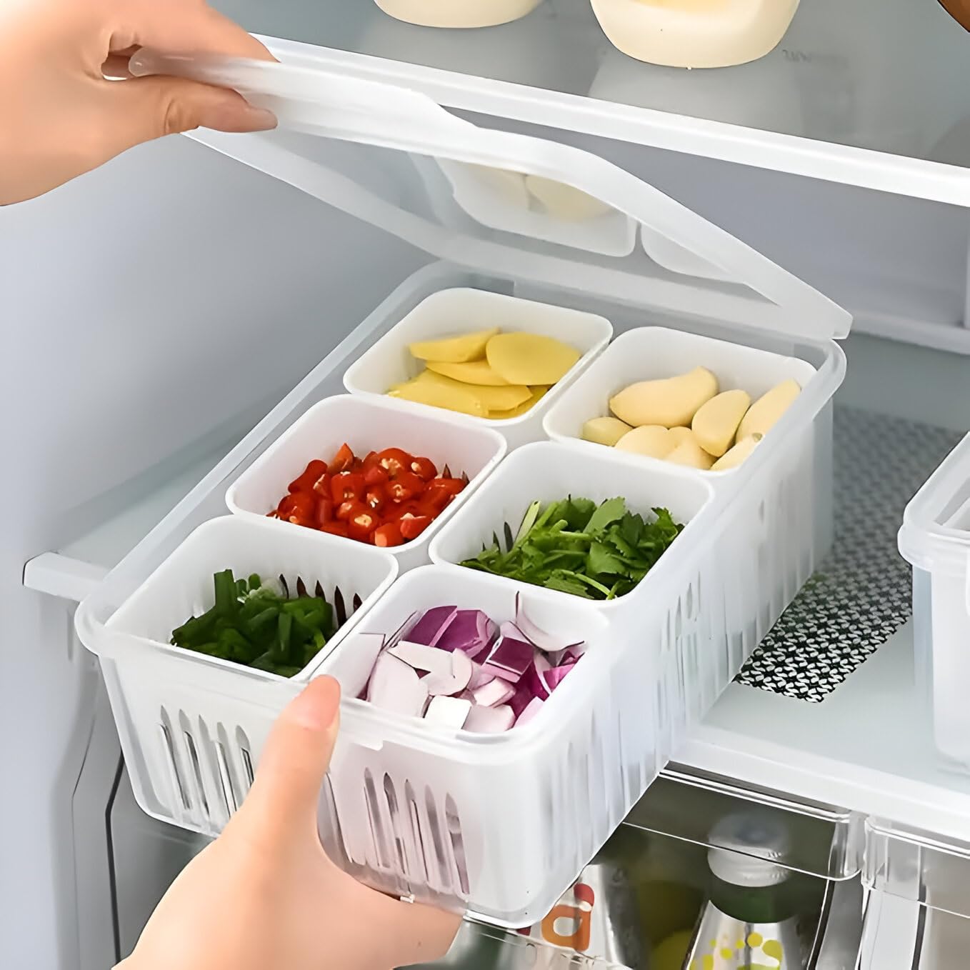 ZOPTER Fridge Storage Boxes (Pack of 1), Fridge Organisers with Removable Drain Plate Fridge Storage Containers Keeps Fruits Vegetables Pantry Items Stackable Space-Saving Storage Box Set (6 CUP) (B0DBDVMLWN) Amazon Price History, Amazon Price Tracker