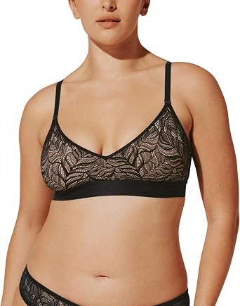 Thirdlove Feather Lace Bralette for Women, Wireless, Adjustable Straps, Convertible X-Back, Removable Cups, Back Closure