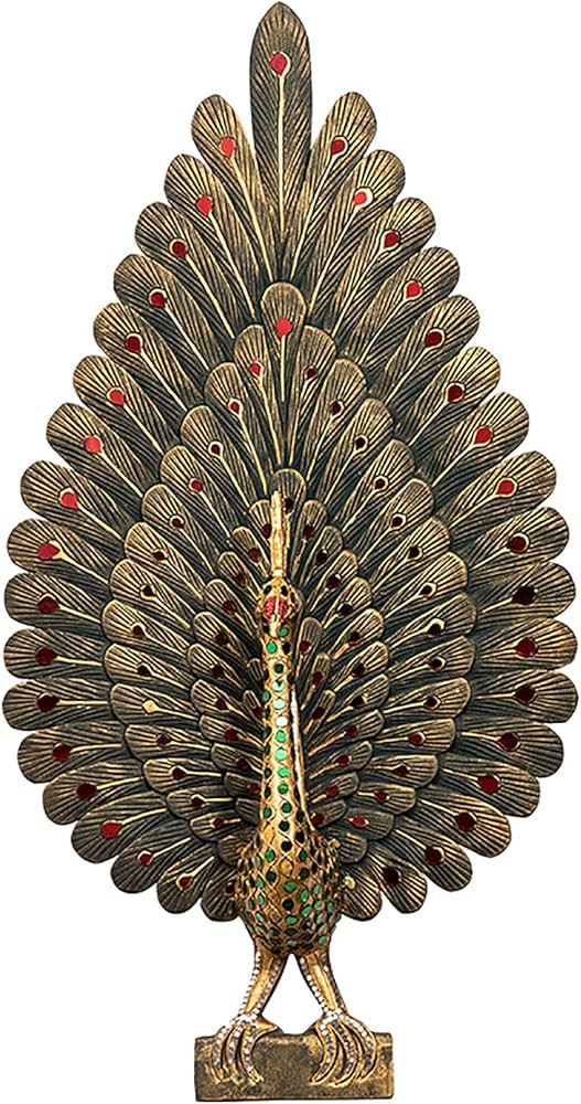 Amazon.co.jp: 孔雀のレリーフの壁の装飾、タイ風の壁の木彫りの