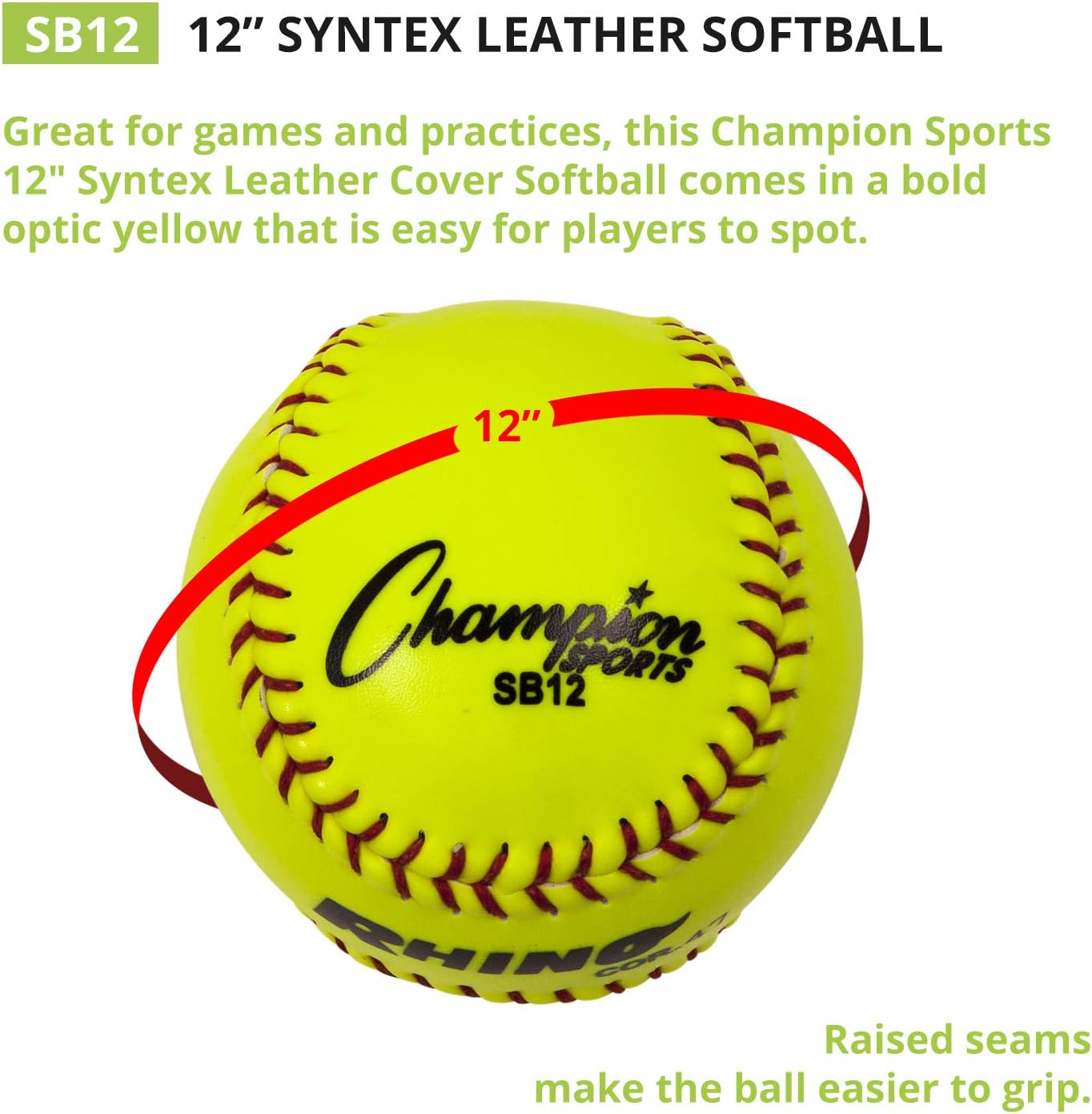 Champion Sports® Softballs – Leather & Synthetic Softballs for Practice or Game Play, Multiple Sizes, Cores & Styles, NFHS Approved & Training Sets Available - Image 3