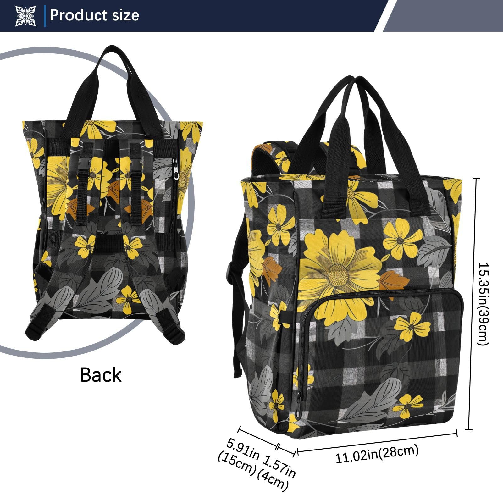 Duże torby na pieluchy unisex na podróż Michigan czarne