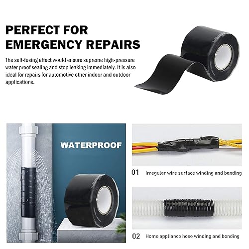 Miniatura 4 de Aventik EDSRDRUS - Cinta de silicona de 11.52 pulgadas de ancho, 50 mil más fuerte, cinta autofusible, SGS& CEMT, cinta de reparación impermeable y