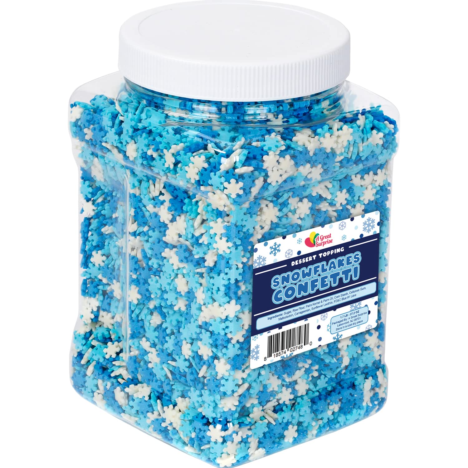 Snowflake Confetti Sprinkles - 1.7 Pounds - Winter Sprinkle Mix, Great for Baking Cookies, Cakes, Cupcakes and More!