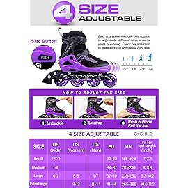 PAPAISON Adjustable Inline Skates for Kids and Adults with Full Light Up Wheels, Outdoor Roller Skates for Girls and Boys, Men and Women