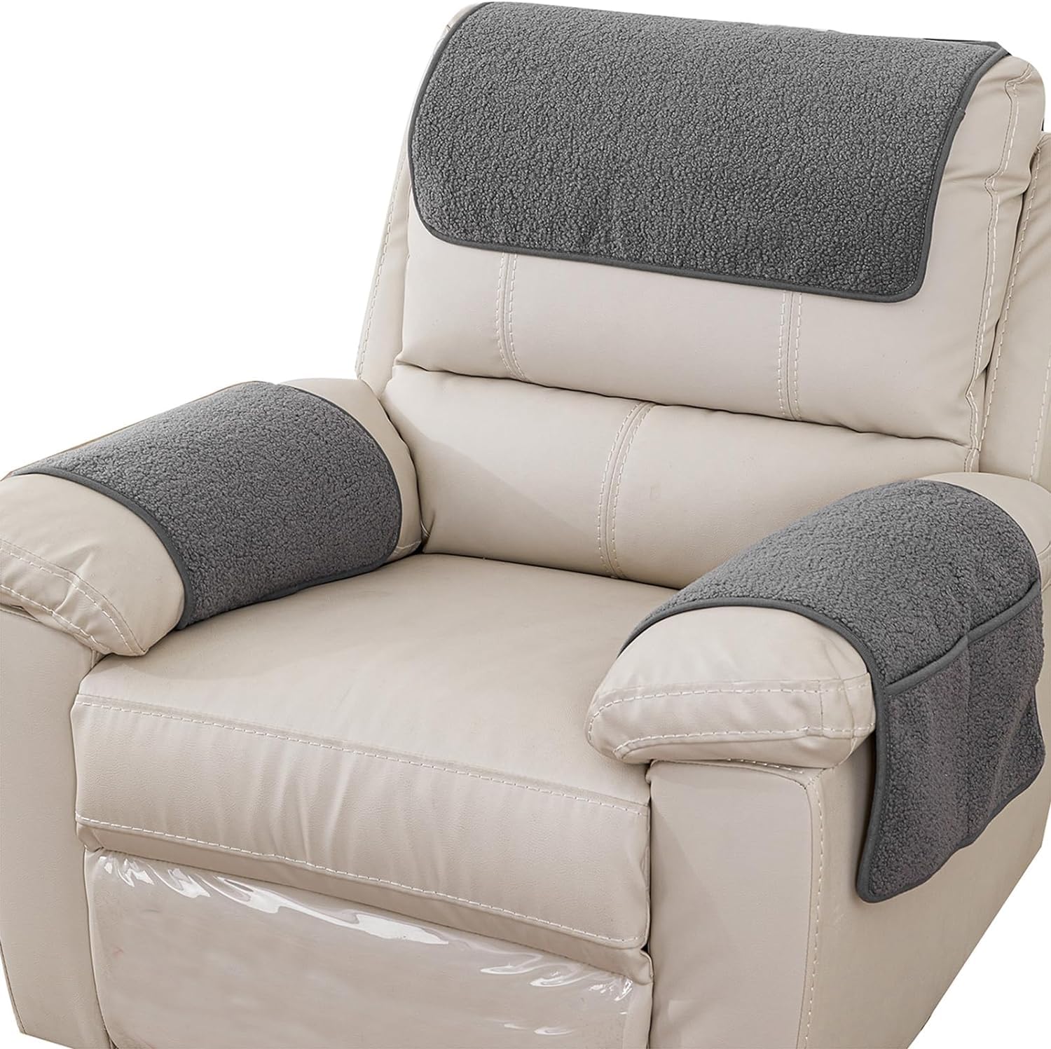 Housses de protection de canapé antidérapantes gris clair pour accoudoirs et appuie-têtes lot de 3