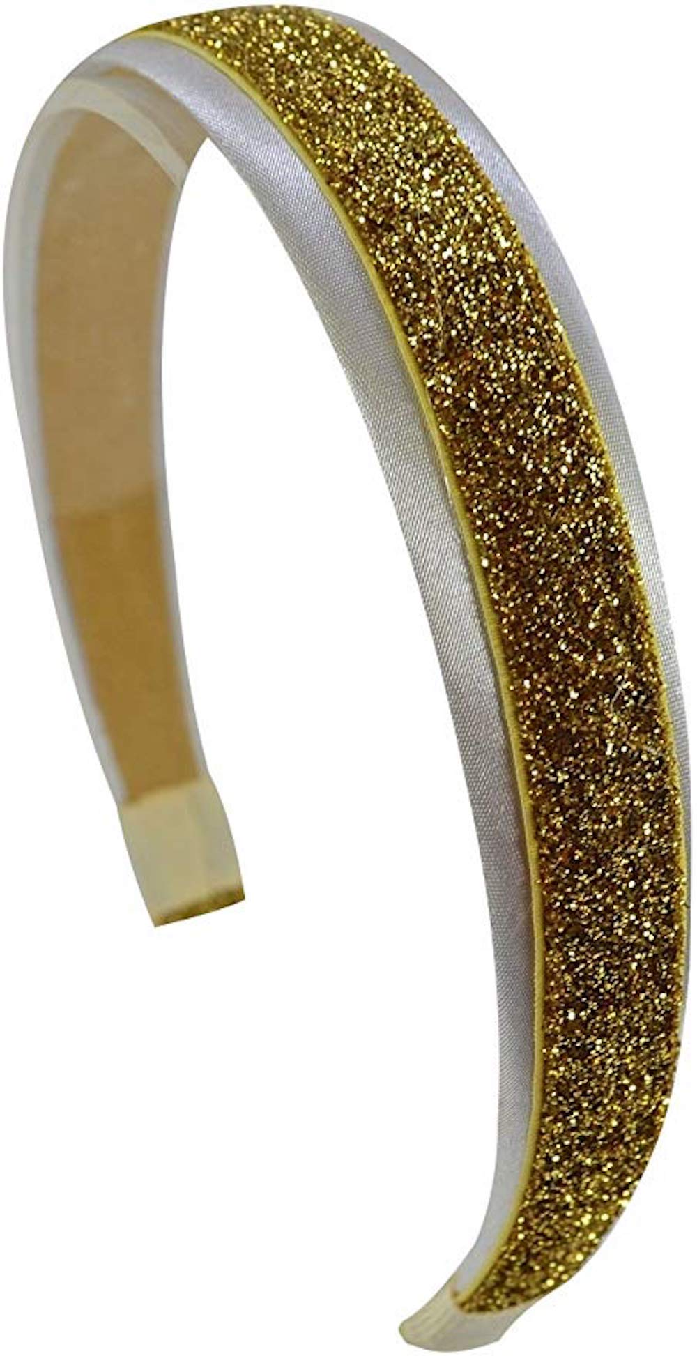 Funny Girl Designs Girls Satin and Glitter Arch Headband (Gold)