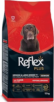 Reflex Plus Orta ve Büyük Irklar için 7+ Yaş Üzeri Kuzu Etli Yaşlı Köpek Maması 12 kg