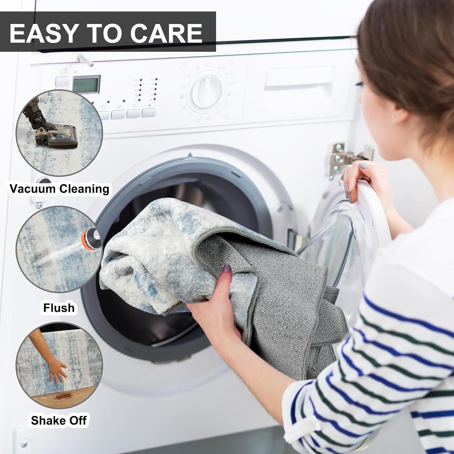 COMSLE Door Mat, Front Door Rug Indoor for Entrance Faux Wool Absorbent Non Slip Modern Throw Rug for Entryway Hallway Muddy Paws - Pet Friendly, 20x32 Inches,Milk Blue Machine Washable - Image 7