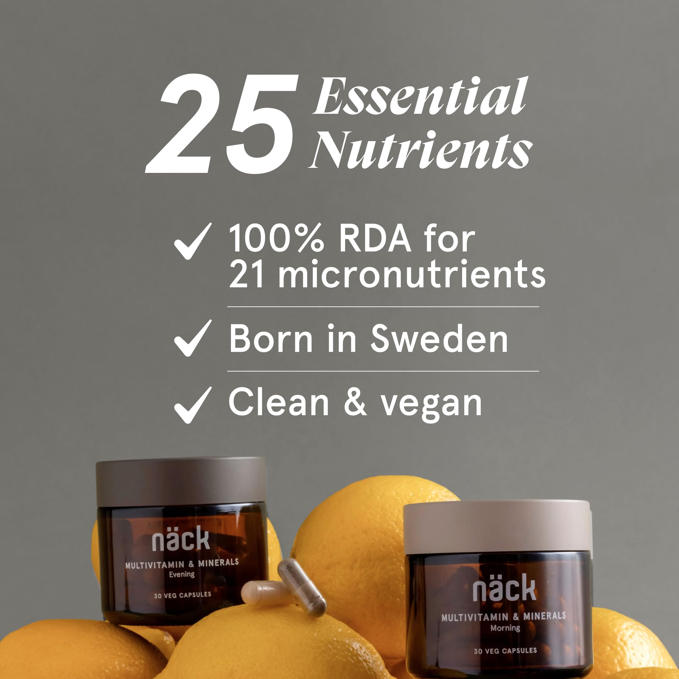 Näck Multivitamin & Mineral Dual Formula | Morning & Evening Formula | Superior Absorbency | 100% RDA for 21 Essential Vitamins and Minerals | 60 Veg Capsule — Amazon image 3