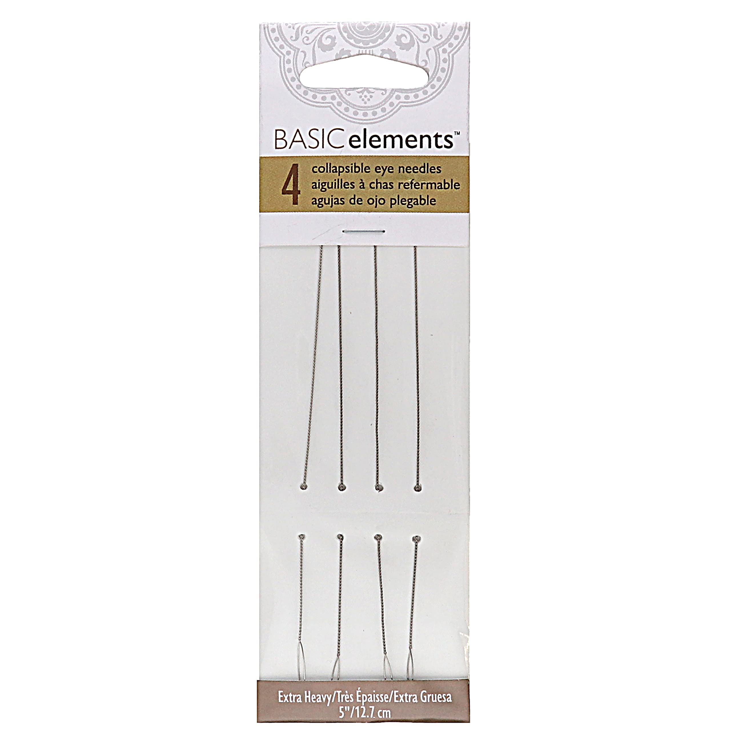 The Beadsmith Basic Elements Składane igły do oczu, długość 15 cm, elastyczny, skręcony drut, duże oko, łatwe do nawlekania, 4 bardzo ciężkie igły