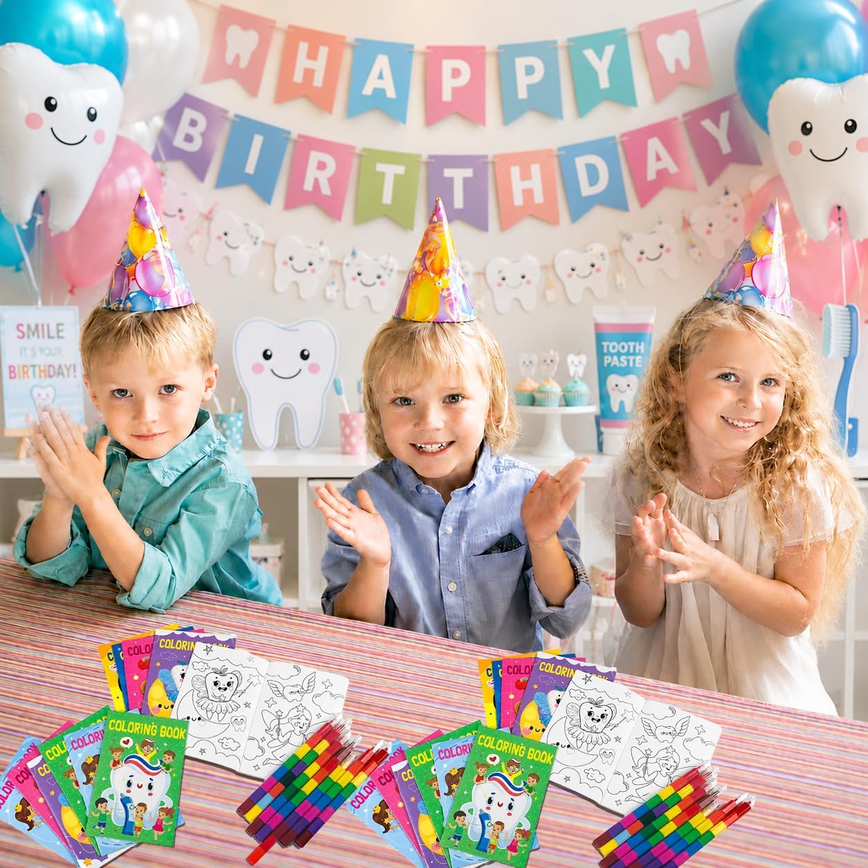 Cinrobiye 24 Set Tooth Fairy Coloring Books with Stacking Crayons,Mini Tooth Coloring Book Bulk,Dental Office Party Favors,First Tooth Party Supplies,Dental Assistant Gifts,Classroom Rewards image 5