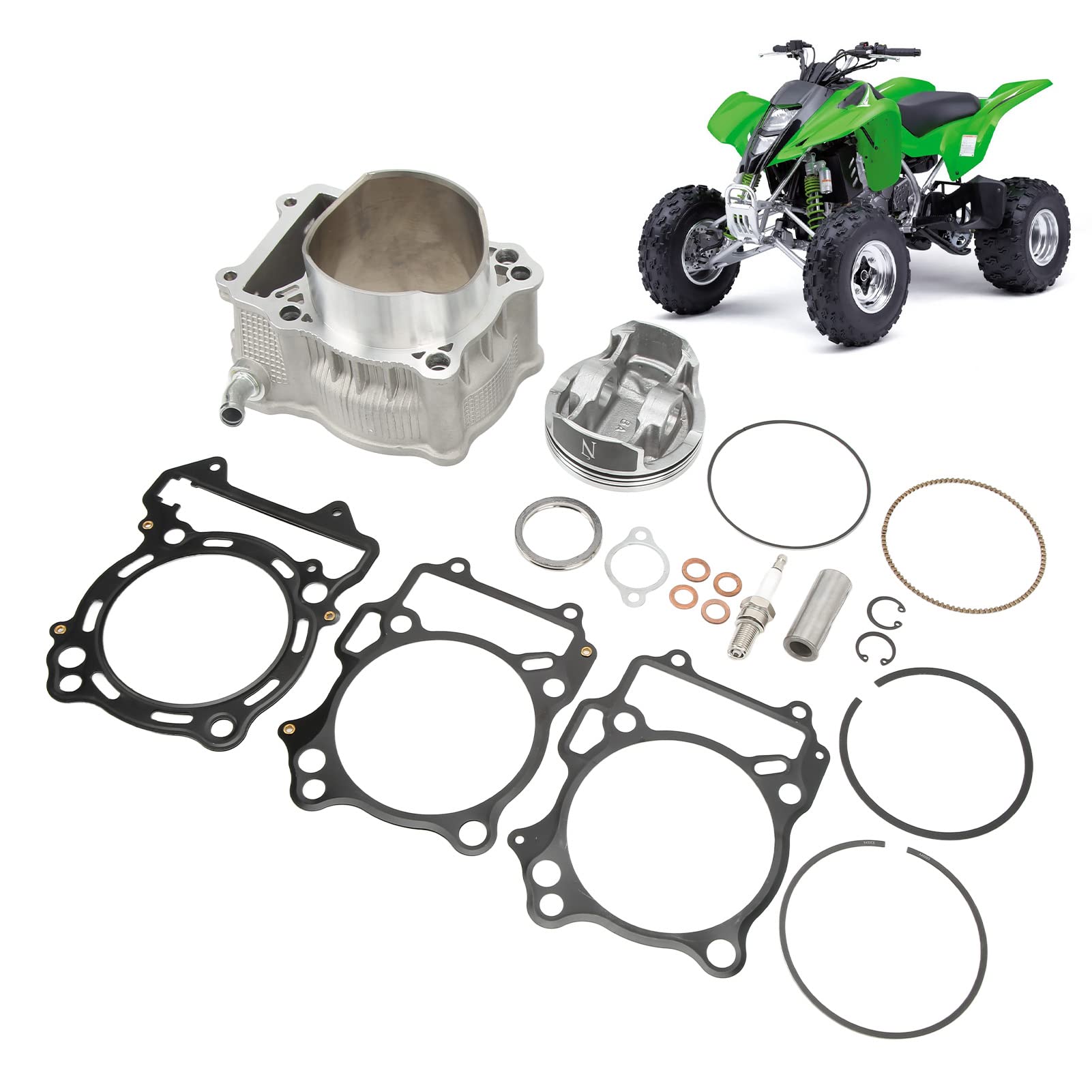 Kit Guarnizioni Pistone Testata Cilindro 94mm Sostituzione Kit di Ricostruzione Motore Moto per Modelli LTZ 400 2003 2014 Kit di Ricostruzione Cilindro in Alluminio Kit