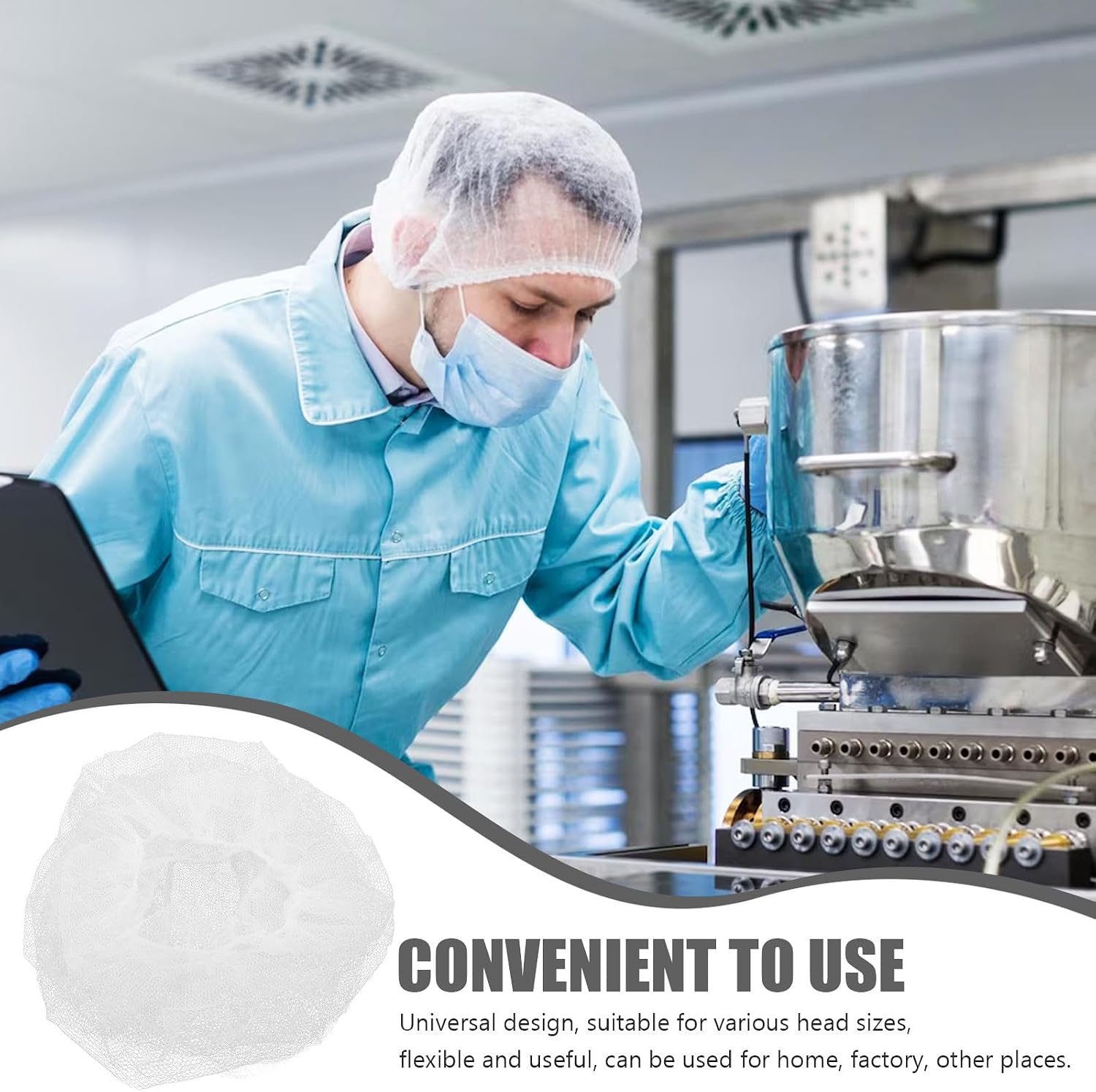 Disposable Nylon Hair Nets Comfortable and Protective Cap Hairnet 100 Pcs White Mesh for Kitchen Food Service Suitable for Variety of Occasions