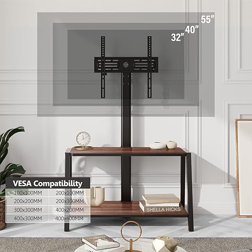 Miniatura 5 de FITUEYES Wood TV Stand with Mount for 32-55 inch TVs, 2 Tier Entertainment Center with Storage for Bedroom & Corner, Tall Wooden TV Mount Stands &