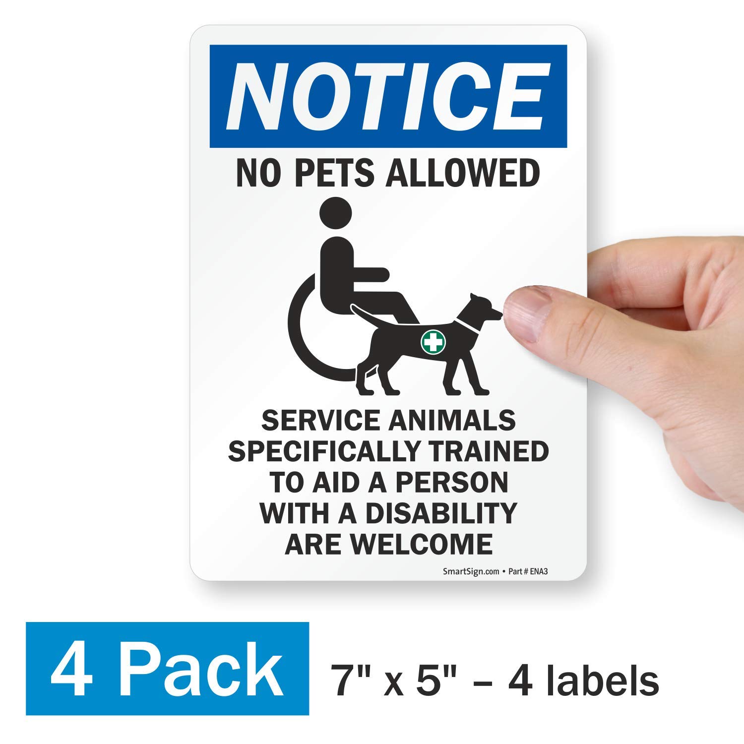 SmartSign "No Animals Except Trained Service Animals" Metal Sign - 14x10 Inch, Rustproof Aluminum, Green/Black - View #8