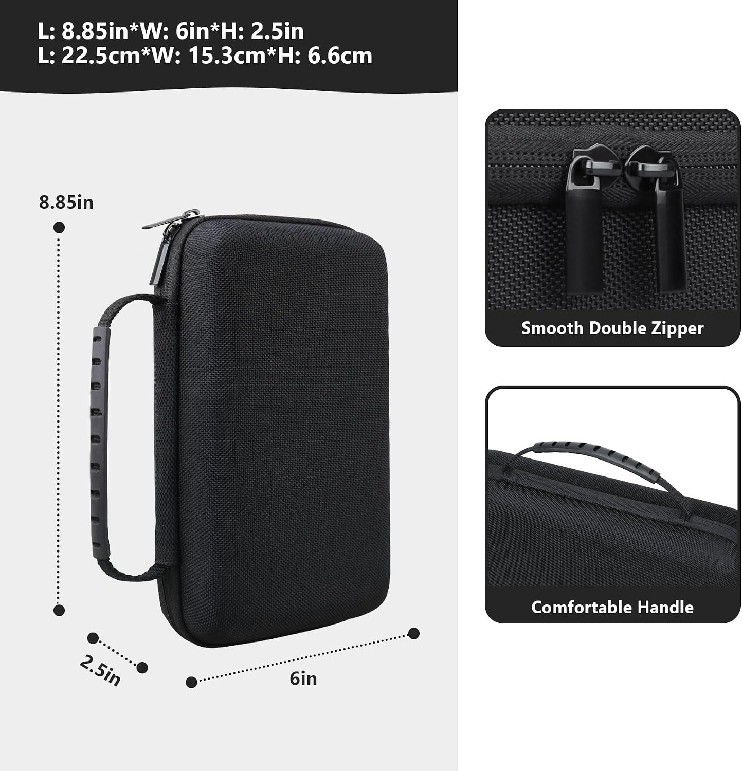 GPS Case for Garmin dezl OTR610/OTR720/OTR710/OTR620/DriveSmart 76/66/71 EX/DriveCam™ 76/ RV 795/RV Cam 795, 6-7 inch Car GPS Truck Navigator Case with Mesh Bag for Vehicle Power Cable, Black