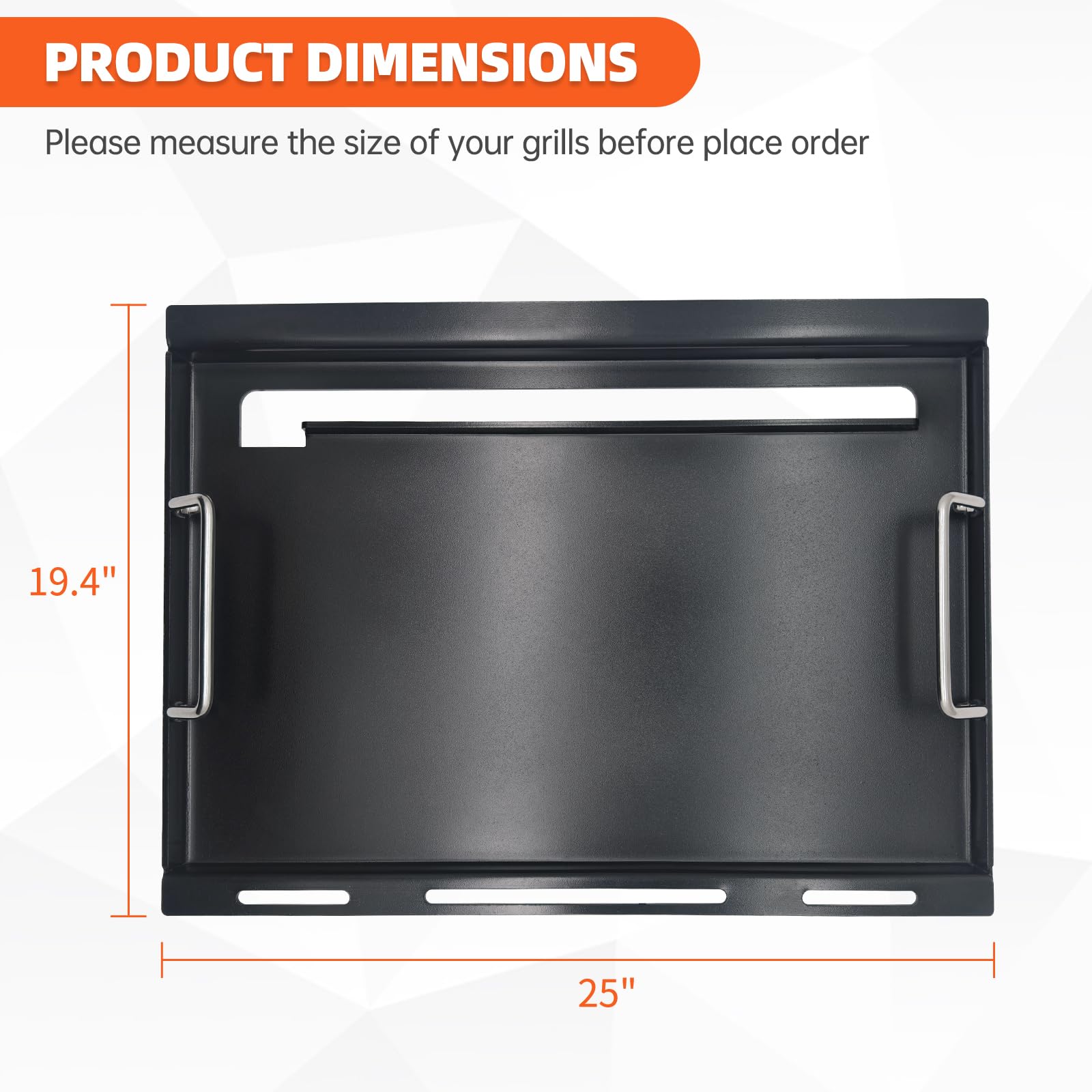 Dictirdy Full Size Grill Griddle Inserts Replacement Parts for Weber Genesis 300 Series E310 S310 E320 E330 EP/CEP 310 Gas Grills Flat Top Grill Griddle with Handles for Weber 7524 7528, Carbon Steel