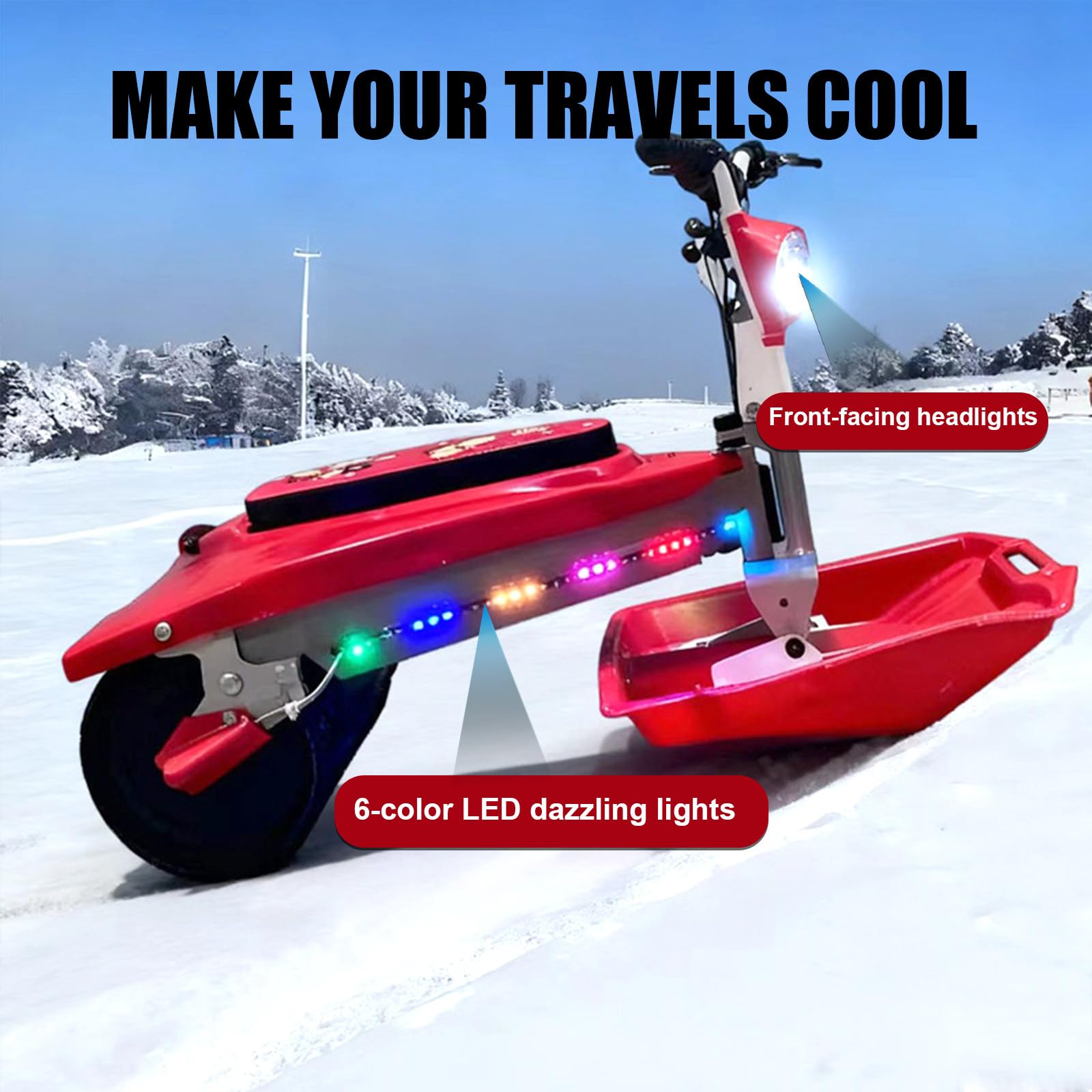Moto De Nieve Eléctrica para Adultos con Luces Led, Motor Dual De 500 W, Autonomía De 40 Km, Ajuste De Velocidad Baja/Alta, con Orugas, para Aventuras Invernales Seguras B