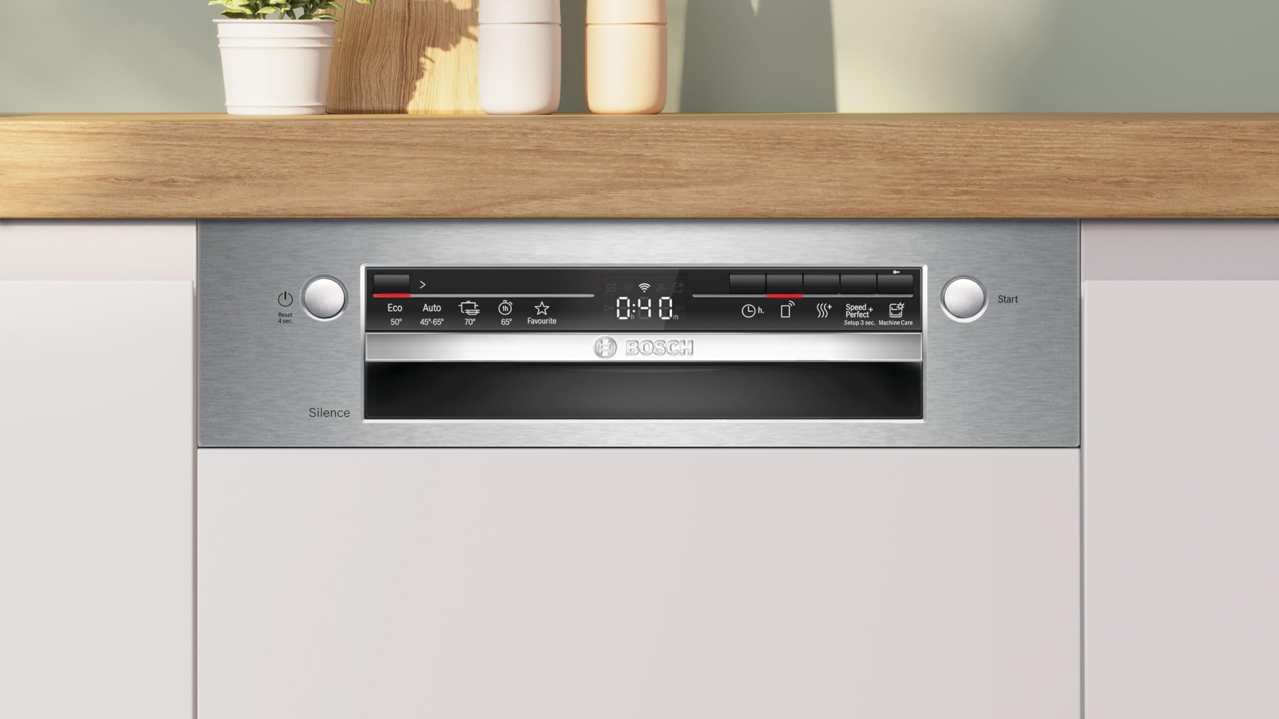 Bosch SPI2HKS42E - Serie 2 - Lavavajillas empotrables (45 cm, 10 cubiertos) - Home Connect - Diadema metallic