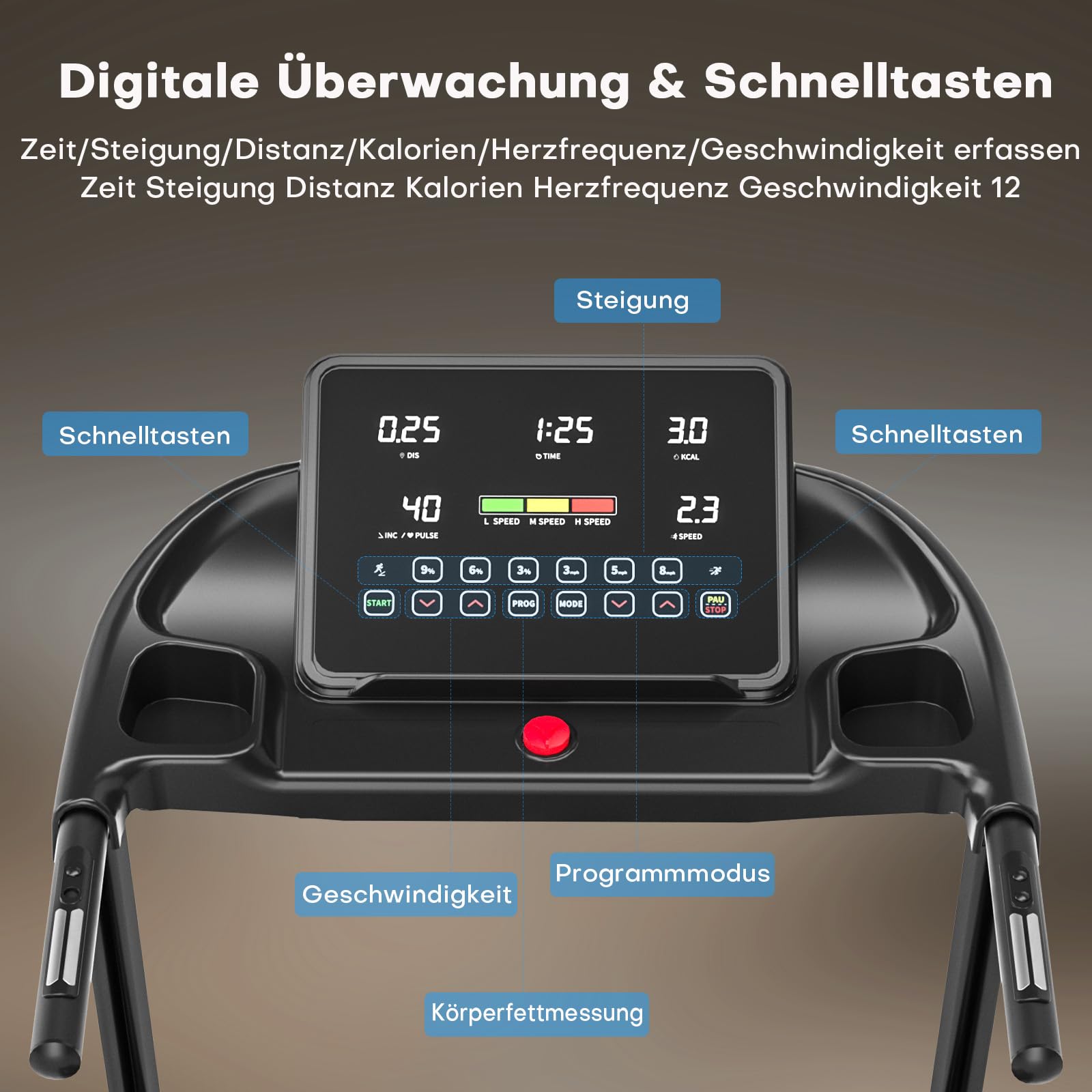 Laufband Für Zuhause Klappbar mit Automatischer Neigung 15%, Walking Pad 14KM/H, Laufband mit 3,0-PS-Motor, 12 Voreingestellte Programme und Fitness App, Fitnessgeräte Belastung 160Kg
