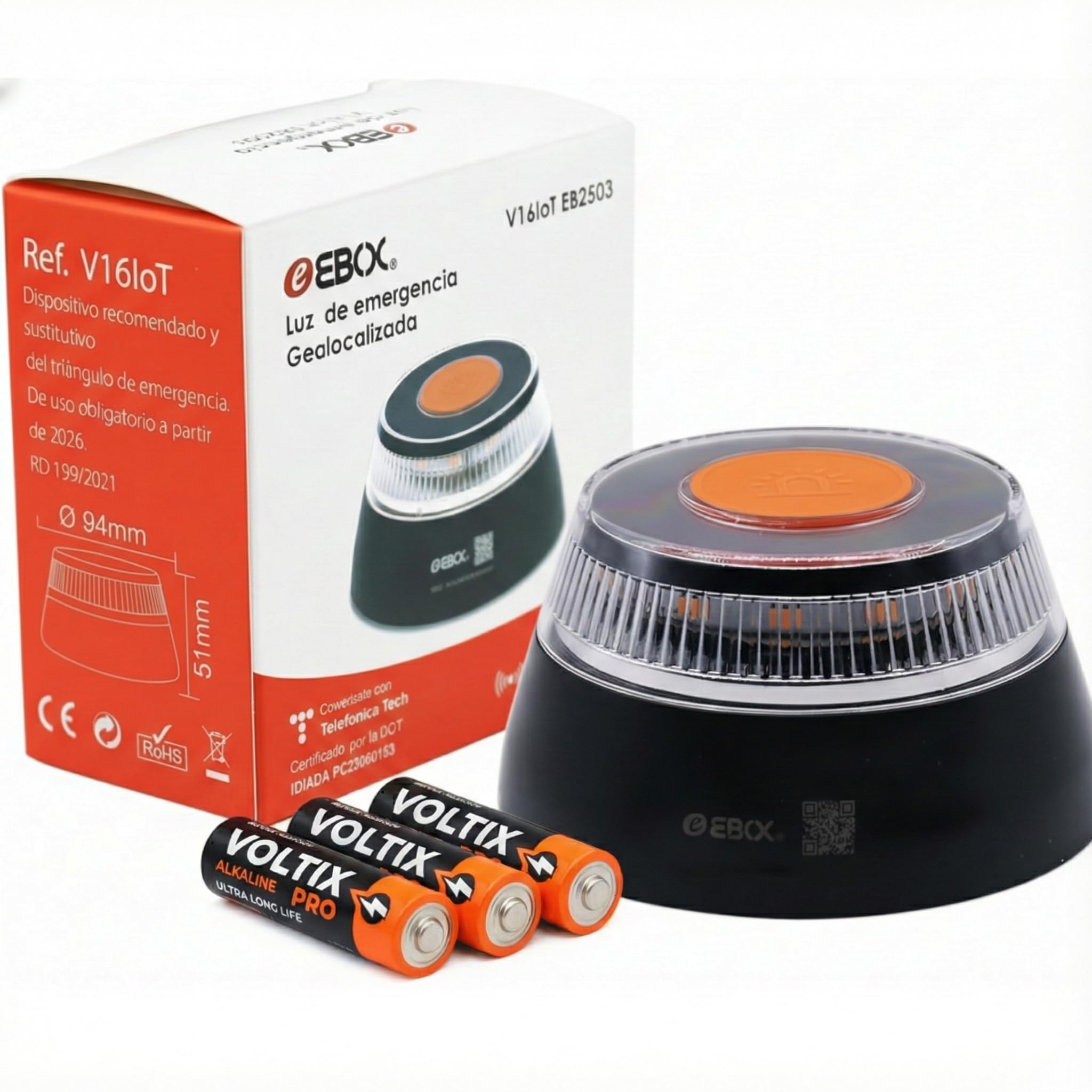 Segnalatore di emergenza V16 connesso DGT 3.0 Ebox EB2503