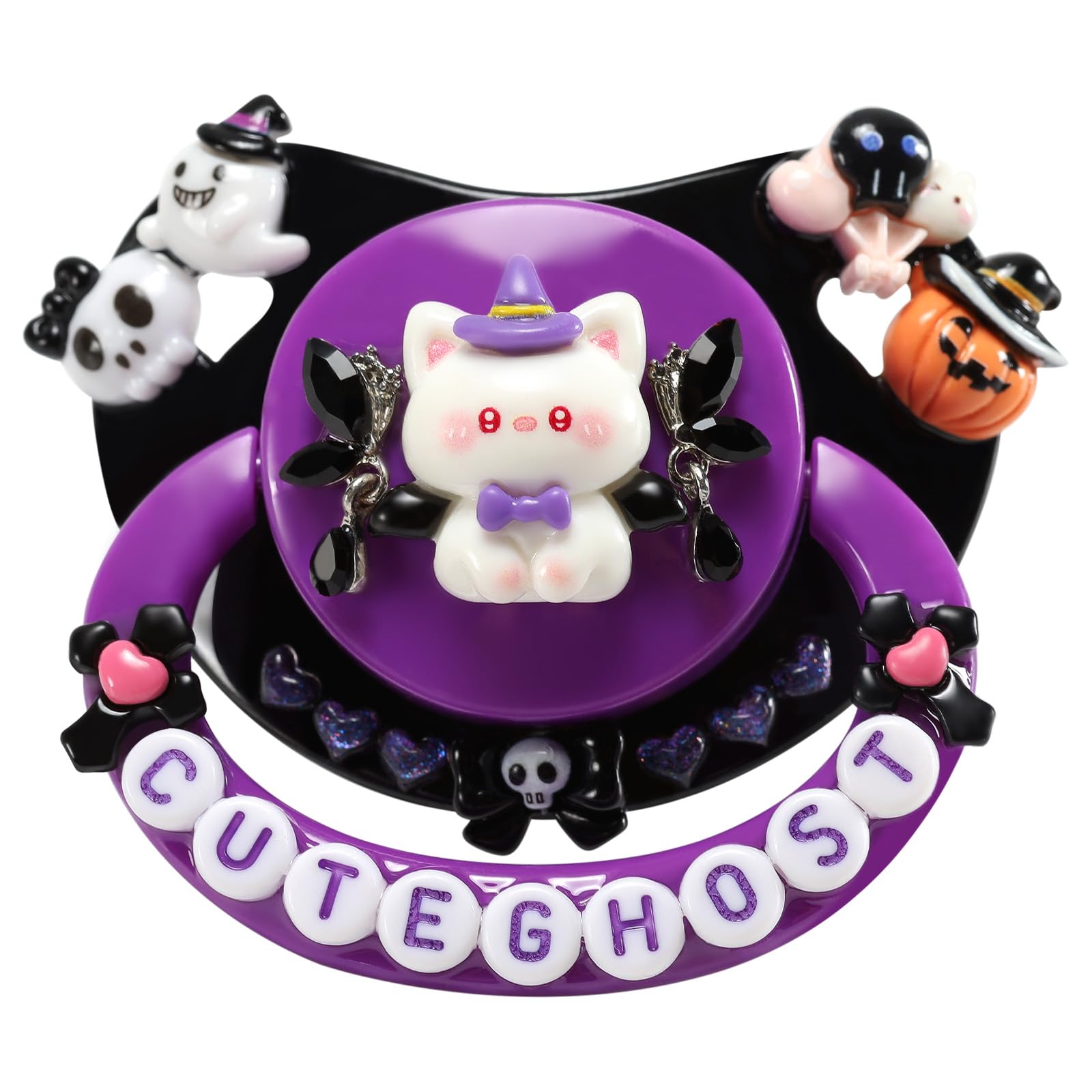 CutiePlusU Adult-Size Pacifier Dummy for Adults DIY Handmade Large Shield - Purple Cute Ghost
