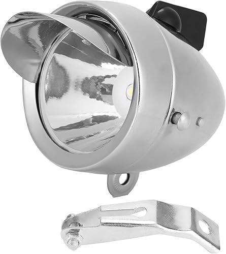 Faro de bicicleta vintage retro para bicicleta, luz LED, luz nocturna con ala de metal, lámpara de cabeza delantera de seguridad retro, accesorios
