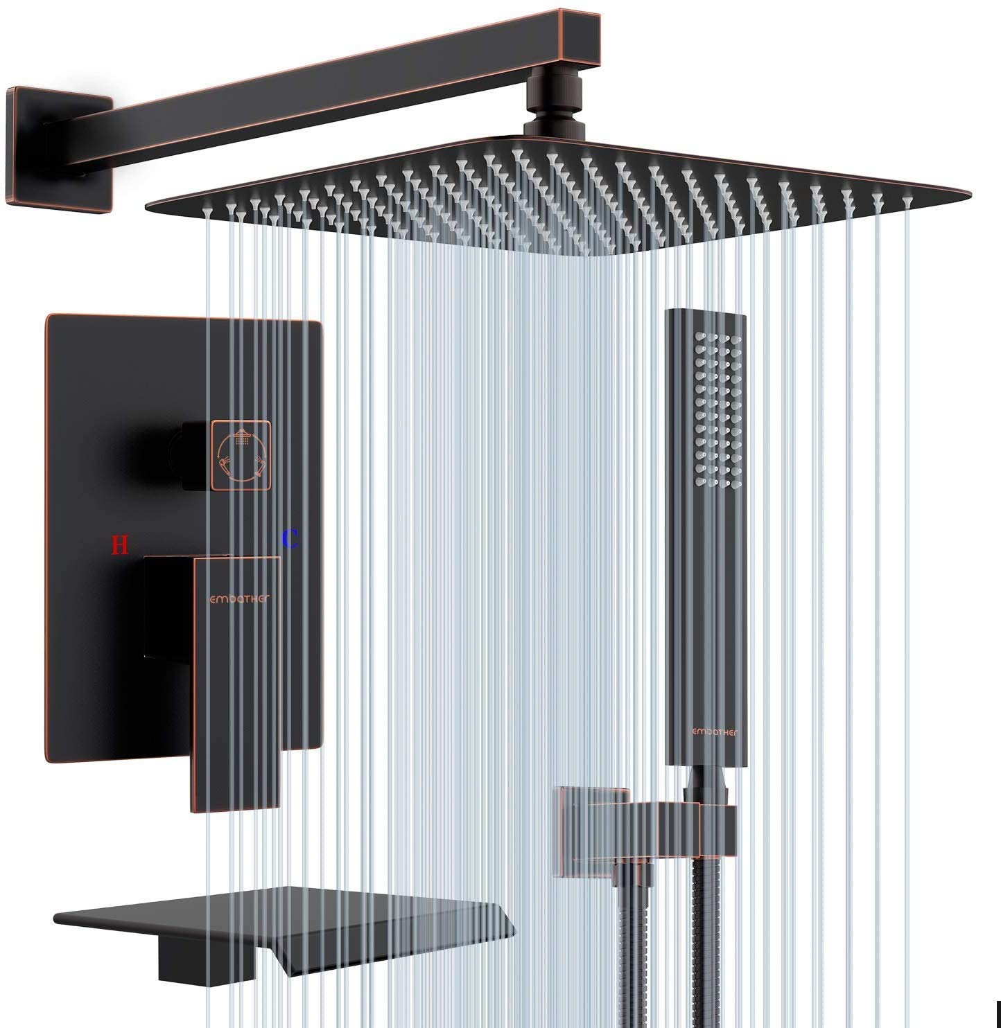 Buy EMBATHER Shower System with Tub Spout, 12 Inches Tub Shower Faucet