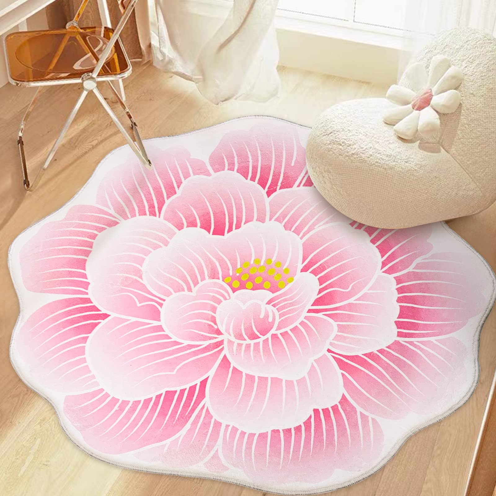 Flower Floor Mat Pink 2枚 Flower Floor Mat Pink 2枚 Flower Floor Mat / Pink × White