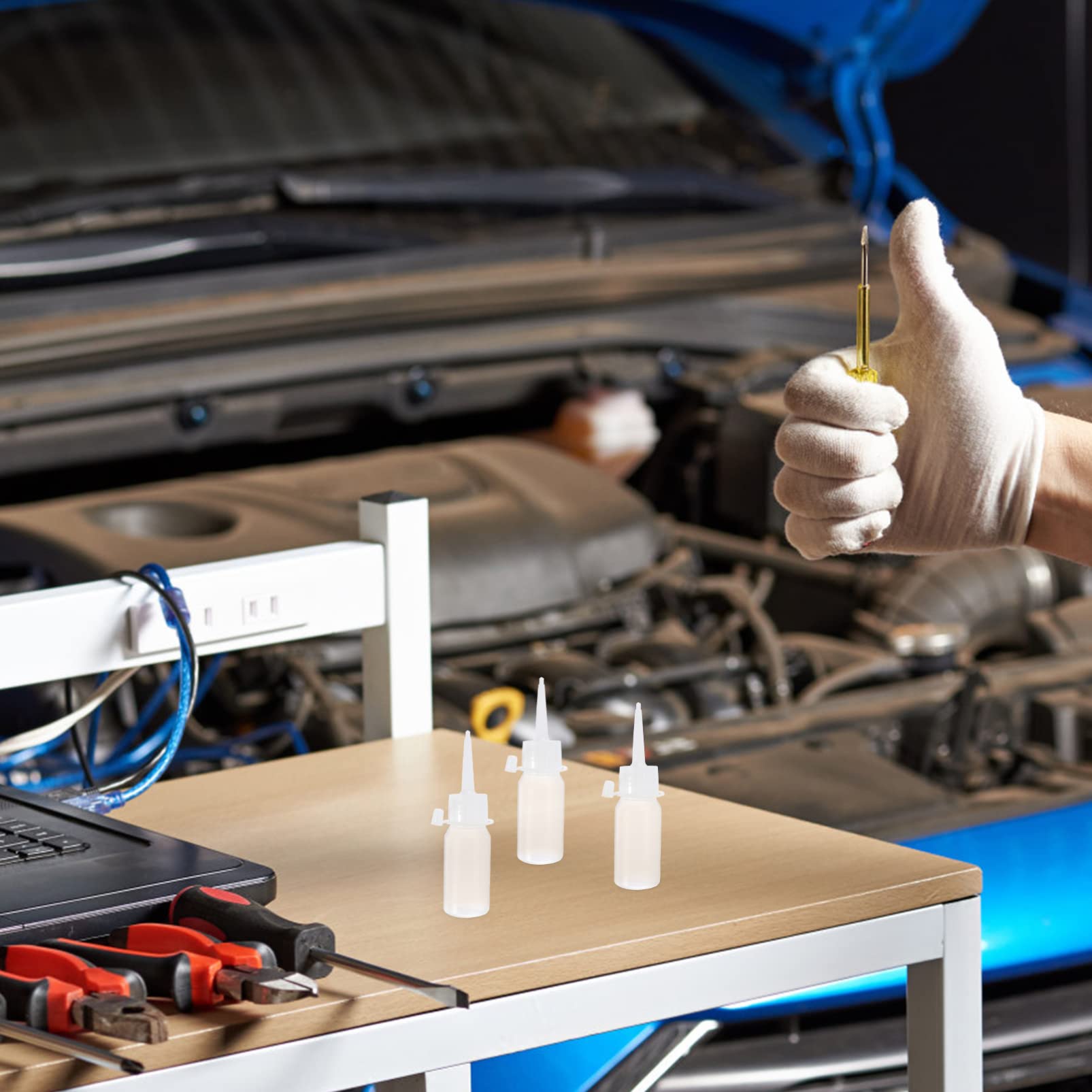 Wakauto 25pcs Sewing Machine Oil Bottles Silicone Tip Machine Oil Container Pet Plastic Ideal for Sewing Bikes