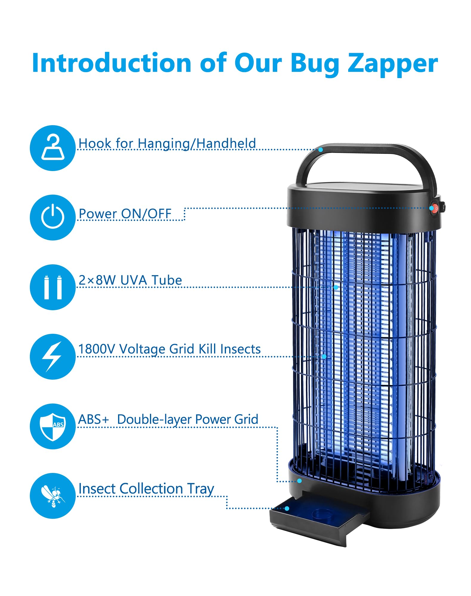 Insektenvernichter Elektrisch 22W - UV Mückenlampe für Innenräume, Effektive Insektenfalle für Schlafzimmer, Küche und Büro, 100 m² Wirkungsbereich (Schwarz) (Packung mit 2)