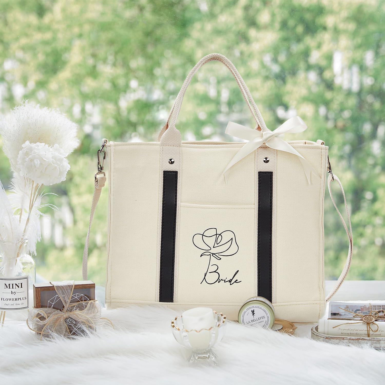 AW BRIDAL Monogram Canvas Tote Bag for Chrismas, Bridal Shower, Retirement, Birthday Gifts for Women Mom Wife Sister Friends - Image 7