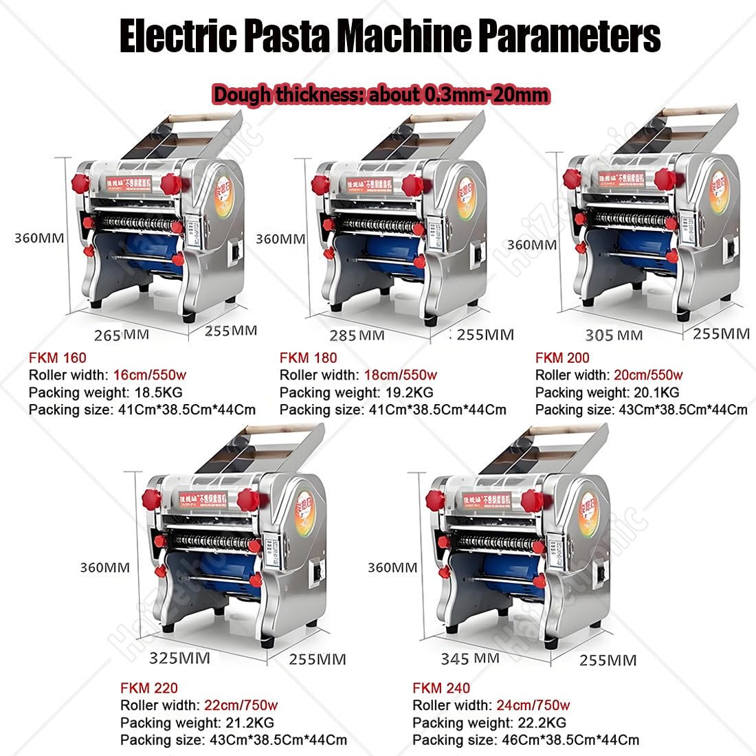Eléctrica Máquina De Pasta Fresca Cortador De Masa De Acero Inoxidable,Máquina para Pasta Aparato Eléctrico,Ancho De La Pasta: 3/9 Mm,Plana 0.3-20mm Ajustes De Espesor 180