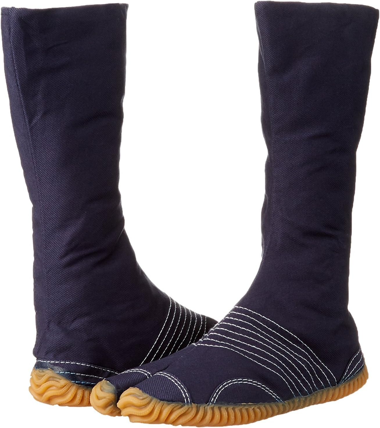 Marugo Jog Jikatabi Japanese Tabi Shoes Navy white stitching with 12 Clips