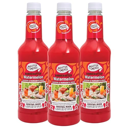 Master of Mixes Mezcla de bebida de sandía daiquiri  margarita, lista para usar, botella de 1 litro (33.8 onzas líquidas), paquete de 3