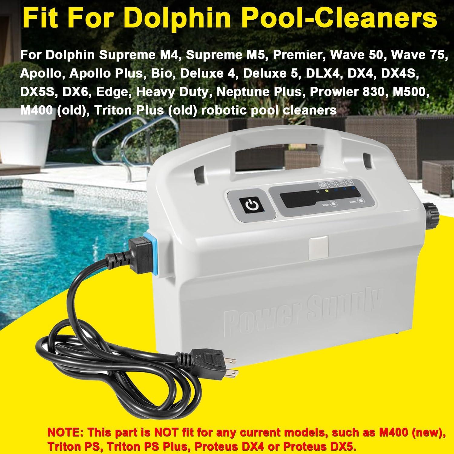 9995678-US-ASSY Assy Power Supply 180W with 58984402L Black Power Cord Suitable for Maytronics Dolphin Atlantis DX4,DX4s,DX5s,DX6,Edge Dynamic,Supreme M4/M5,Premier,Wave 50/75 Robotic Pool Cleaner