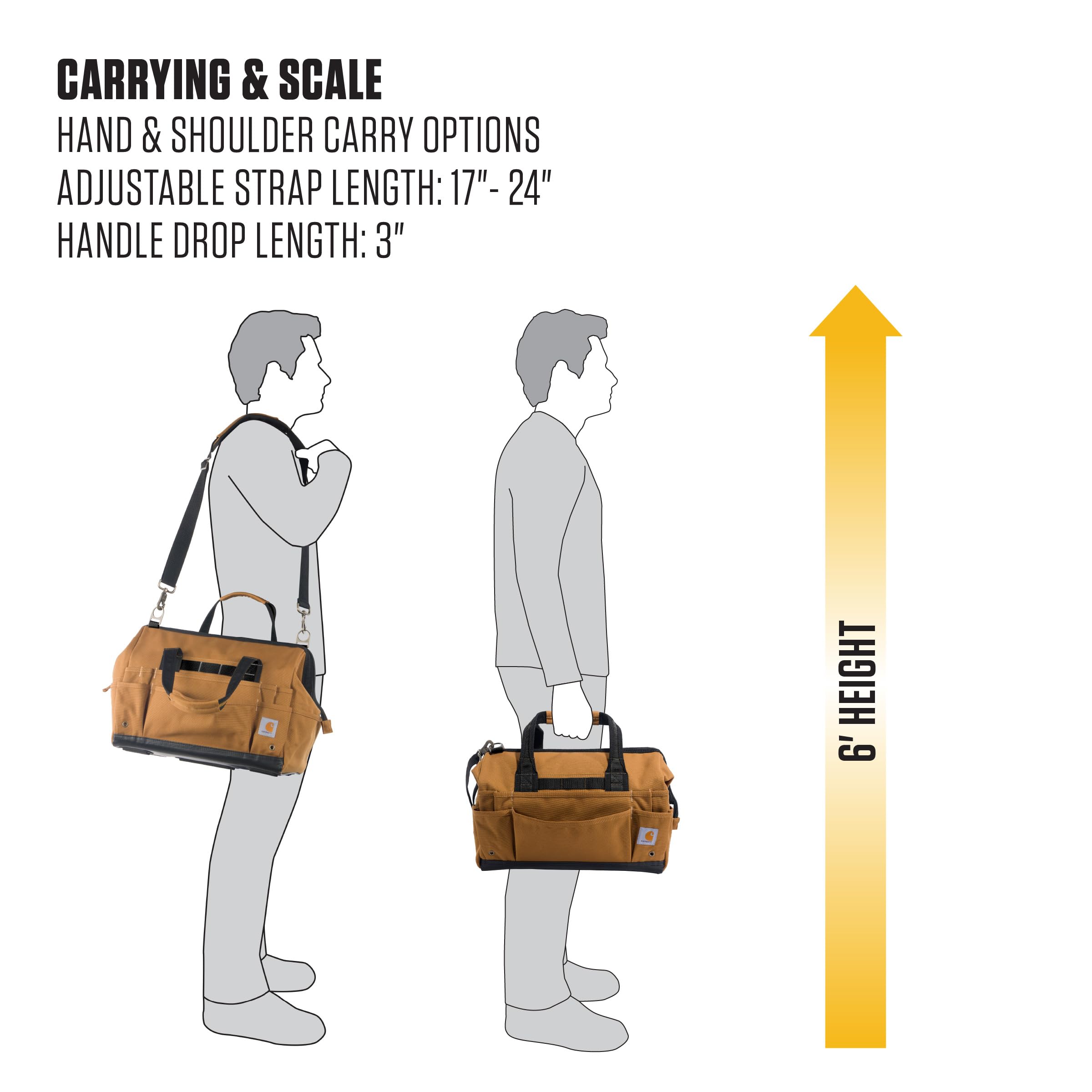 Carhartt Torba na narz?dzia na miejscu, trwa?a, wodoodporna, torba do przechowywania narz?dzi, ci??ka, 40 cm, 30 kieszeni, czarna