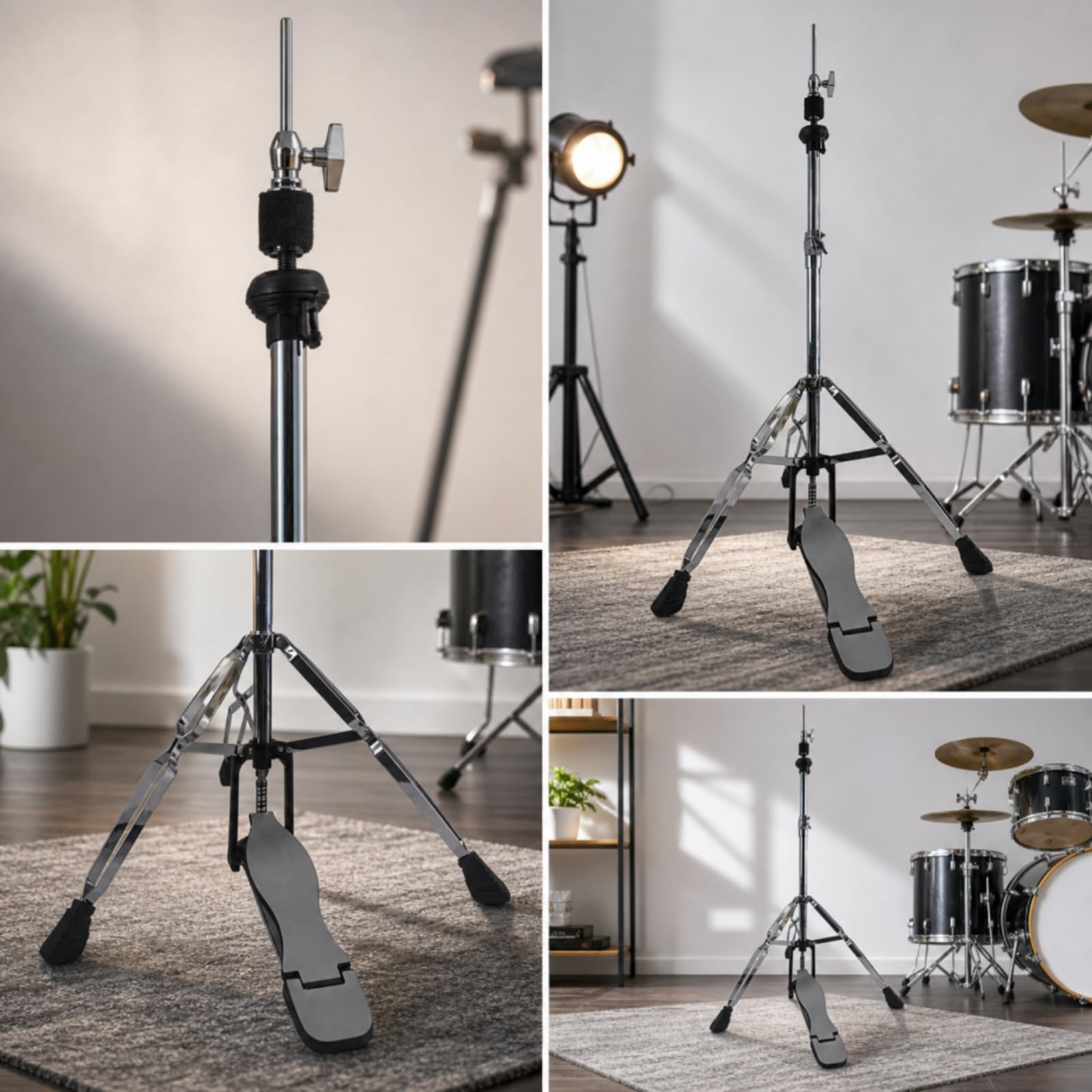 predolo Asta Hiasta per Piatti con Pedale Robusto Asta Piatto a pedaleHat Professionale Stativo per Batteristi, Concerti, Sala Prove, Diametro Tubo 28 Mm