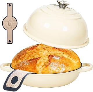 ONKO 6QT Enameled Cast Iron Dutch Oven for Sourdough Bread Baking with Cloche Lid - Non-Stick Bread Dome Pot