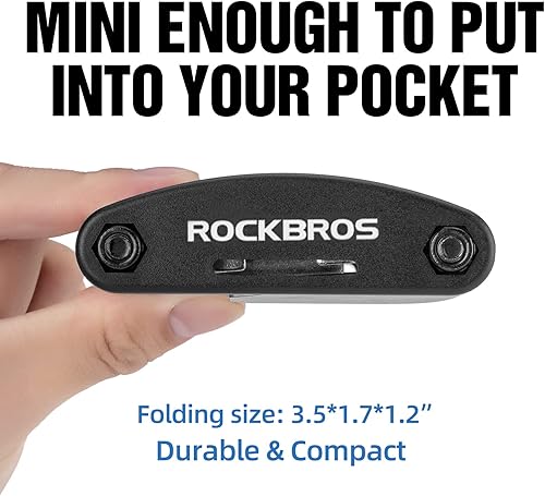 Miniatura 3 de ROCKBROS Kit de herramientas de bicicleta multifunción 16 en 1 - Kit de herramientas de ciclismo multiherramienta portátil plegable con llave Allen,