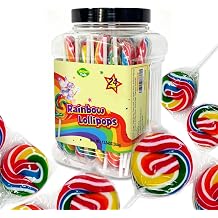 Uniontub Giant Colorful Round Rainbow Twist Lollipops / 32 Pack 1.2lbs Big Twisty Swirl Lollipops Individually Wrapped Bulk / Large Carnival Lollipops Jumbo Tutti-Frutti Party Candy for Buffets and Gifting