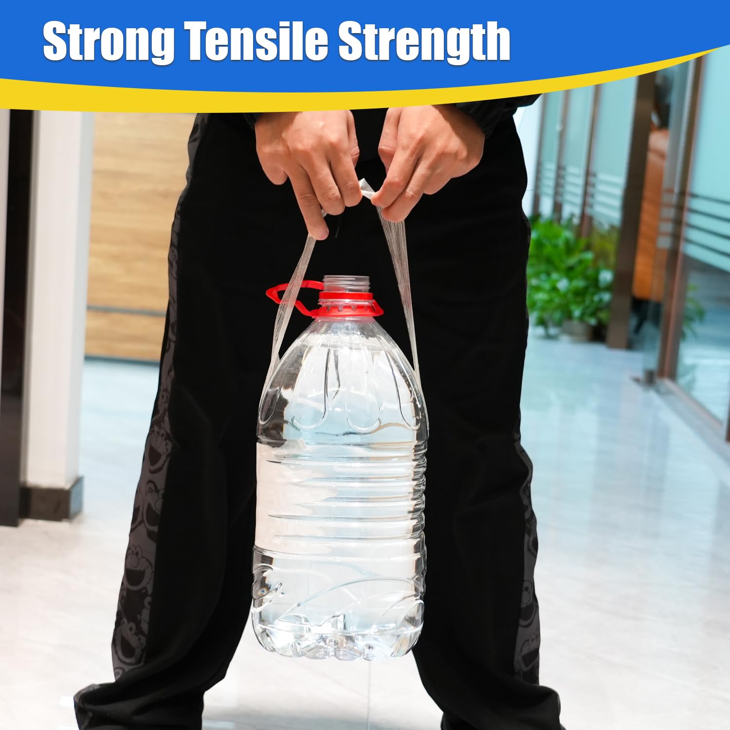 Mono Filament Strapping Tape 2 Inch x 60 Yard, 6 Pack Total 360 Yards, Strong Fiberglass Transparent Reinforced Tape for Heavy Duty Packing & Fixing, Binding