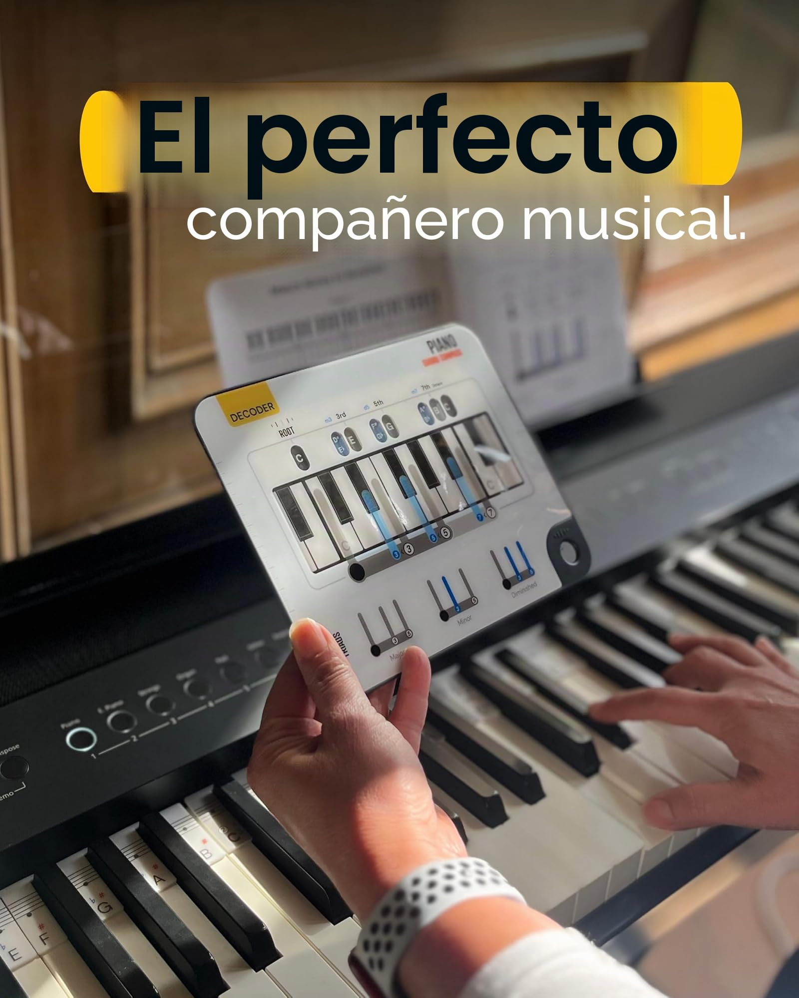 Brújula de Acordes de Piano - Aprender Acordes de Teclado - Herramienta Definitiva para Acordes Principiantes - Herramienta de Acordes para Producción Musical, Aprendizaje de Acordes, Expande la