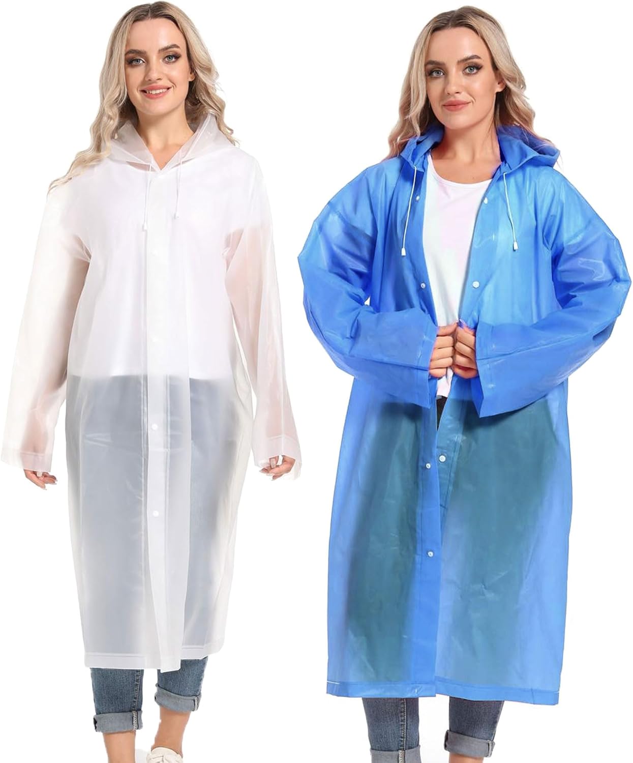 Rain Ponchos for Adults Reusable Raincoats Survival Heavy Duty Military Impermeable 2 Packs Rain Coat… - Image 2