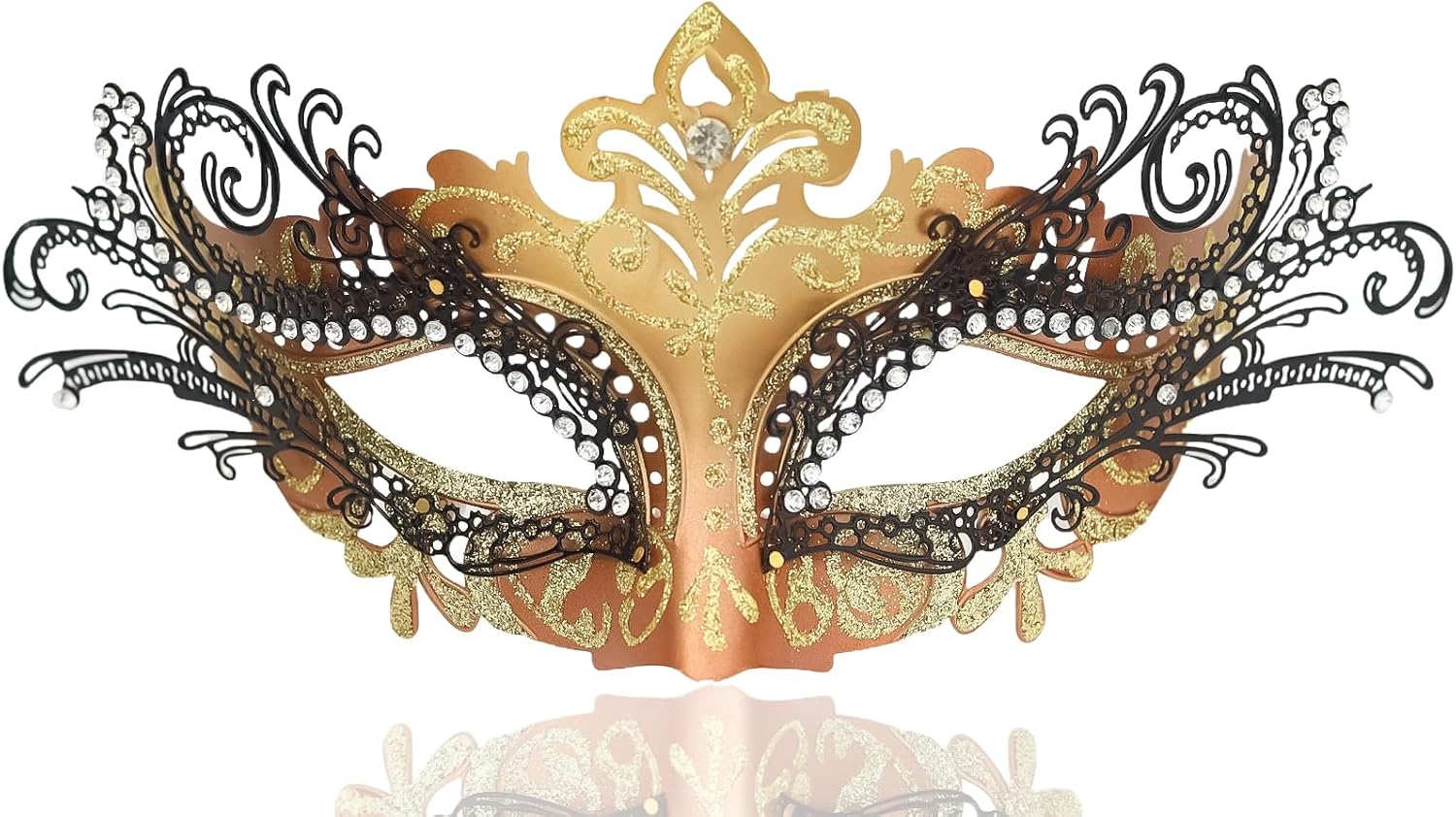 Ubauta Women's Masquerade Mask for Halloween Costume: Rhinestone Butterfly Half-Face for Mardi Gras Cosplay Party Rose Gold
