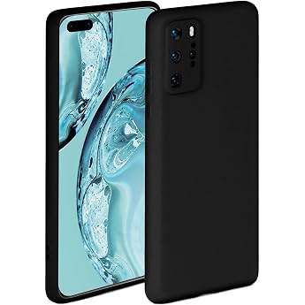 ONEFLOW Soft Case Compatible with Huawei P40 Pro Silicone Case Raised Edge for Screen Protection Dual Layer Soft Phone Case - Matte Black