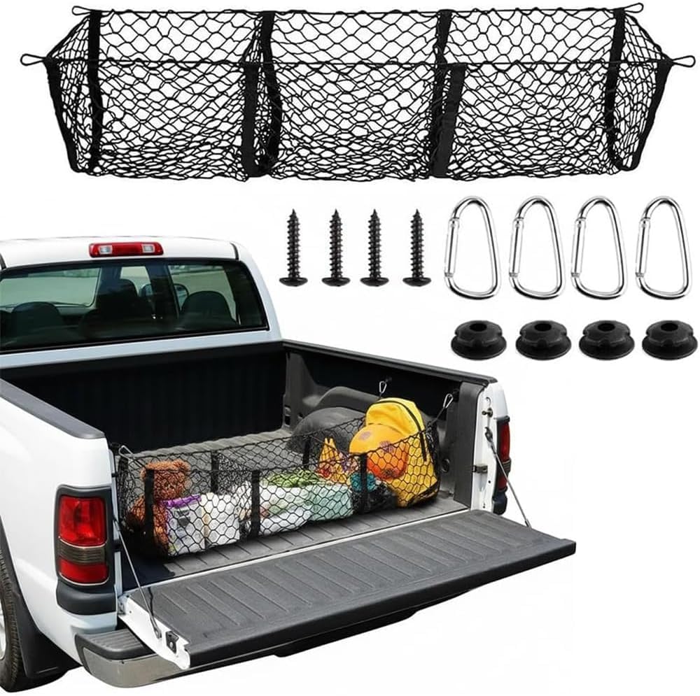 hwojjha Filet Cargo pour Isuzu D Max 2007-2017, 3 Poches Benne Pick-up