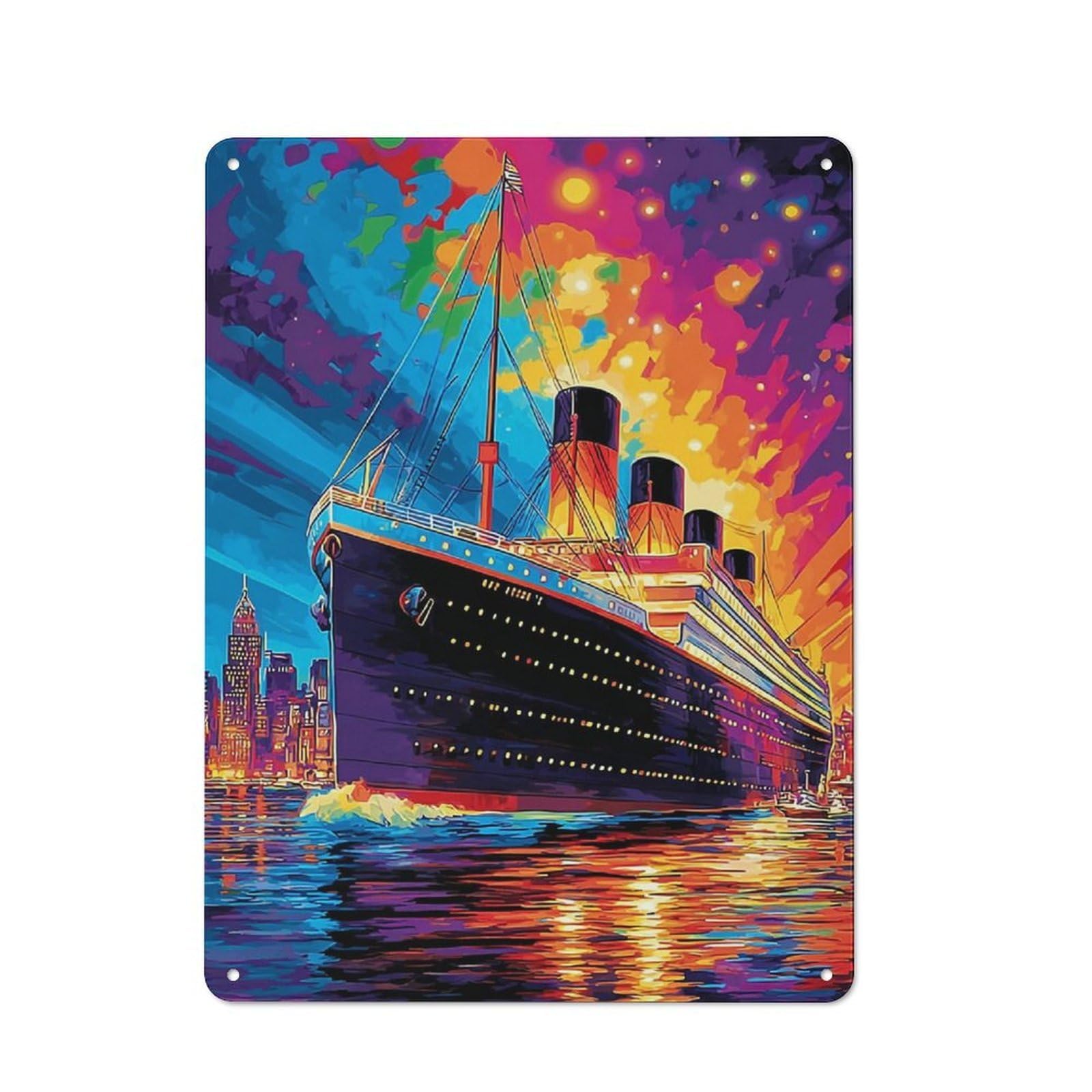 Junmoney Titanic A Colorful Voyage -1 Metal Wall Sign 40X30cm Featuring For Garage Or Workshop, For Vintage Wall Decor Fans, For Metal Sign Collectors